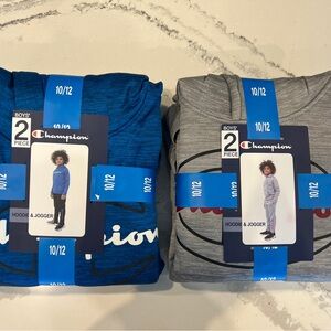 2 NEW Champion Boys' Blue and Gray Hoodie Jogger Set